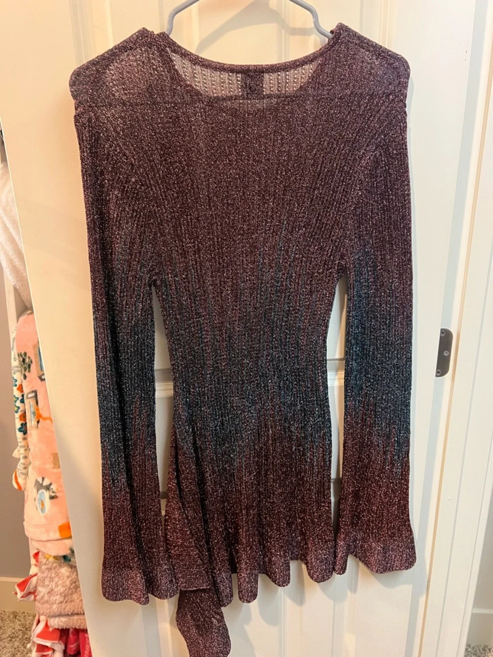 Missoni Metallic Knit Ombre Dress in Burgundy and Black - Picture 2 of 3